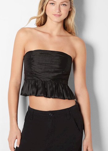 Siyah Straplez Fırfırlı Bustiyer - Görsel 3