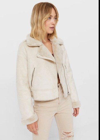 Kürklü Bej Kadın Ceket - Görsel 2