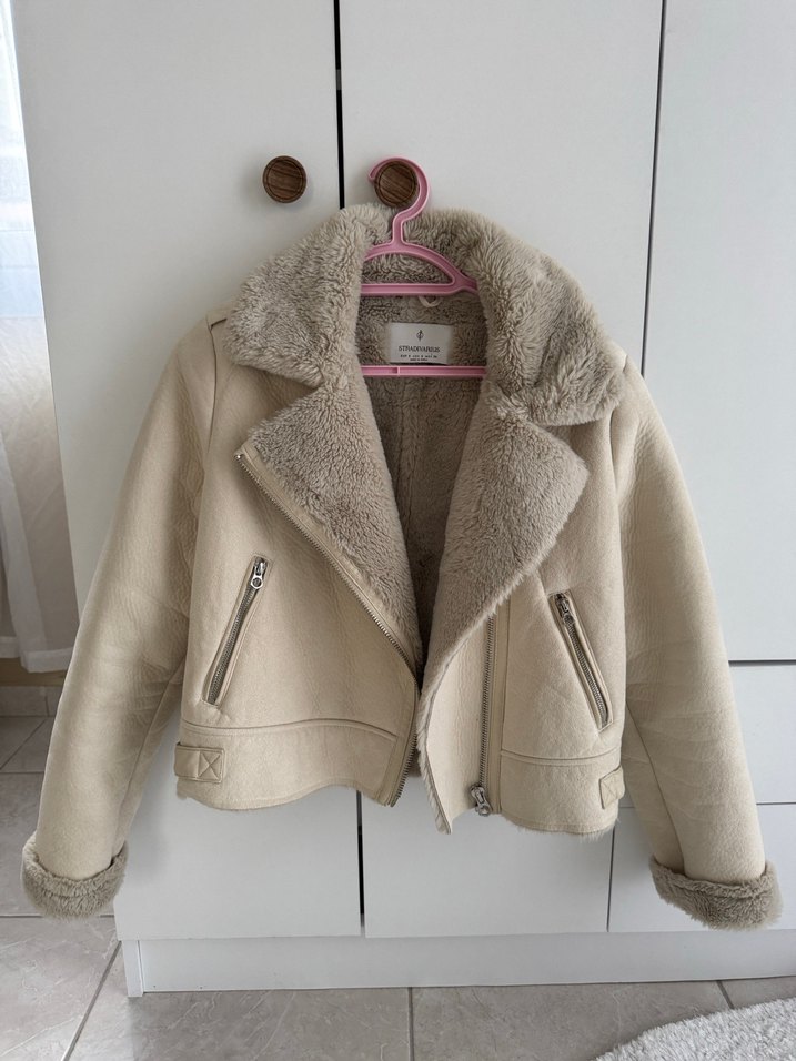 Kürklü Bej Kadın Ceket - Görsel 3