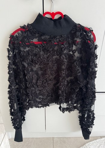 Siyah İşlemeli Mini Gotik Bluz - Görsel 2