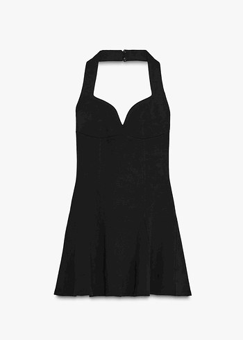 Siyah Mini Straplez Kadın Elbise - Görsel 5