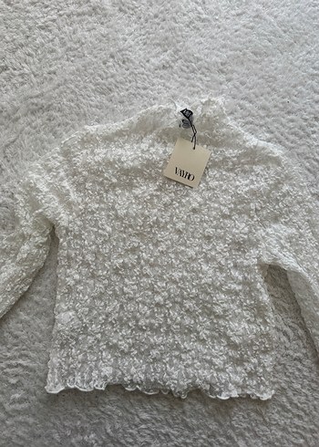 Beyaz Örgü Boğazlı Kadın Kazak - Görsel 3