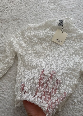 Beyaz Örgü Boğazlı Kadın Kazak - Görsel 4