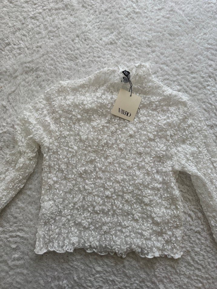 Beyaz Örgü Boğazlı Kadın Kazak - Görsel 3