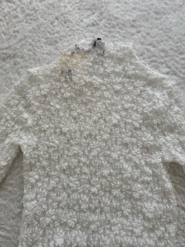 Beyaz Örgü Boğazlı Kadın Kazak - Görsel 2