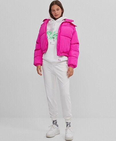 Bershka fusya pembe sisme mont