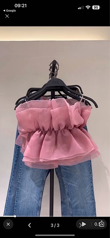 s Beden Zara organze bandeu pembe top