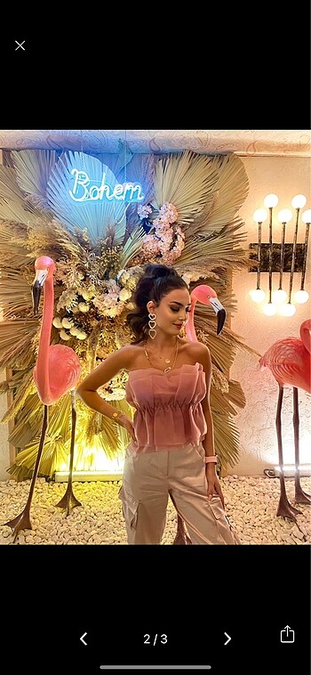 Zara Zara organze bandeu pembe top