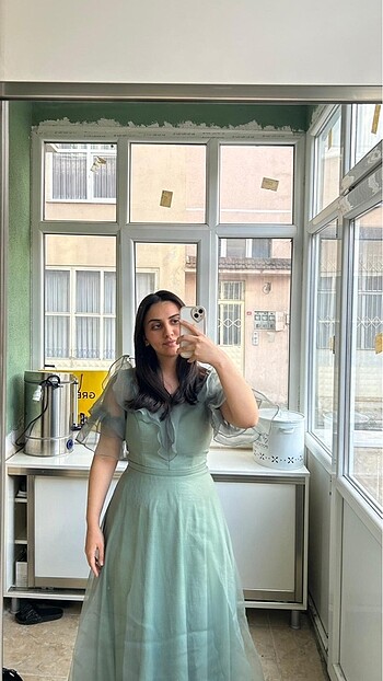 Tül uzun abiye elbise