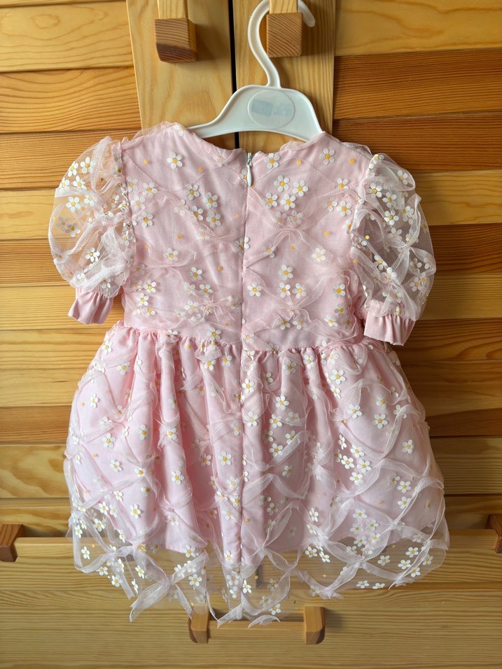 Le mabelle Pembe papatya desen Kız Çocuk Elbise - Görsel 2