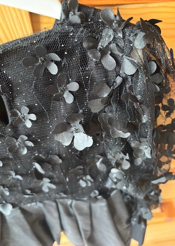 Zara Kız Çocuk Siyah Deri Fırfırlı Elbise - Görsel 3