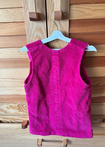 Düğmeli Pembe Kolsuz maşa elbisesi - Görsel 2