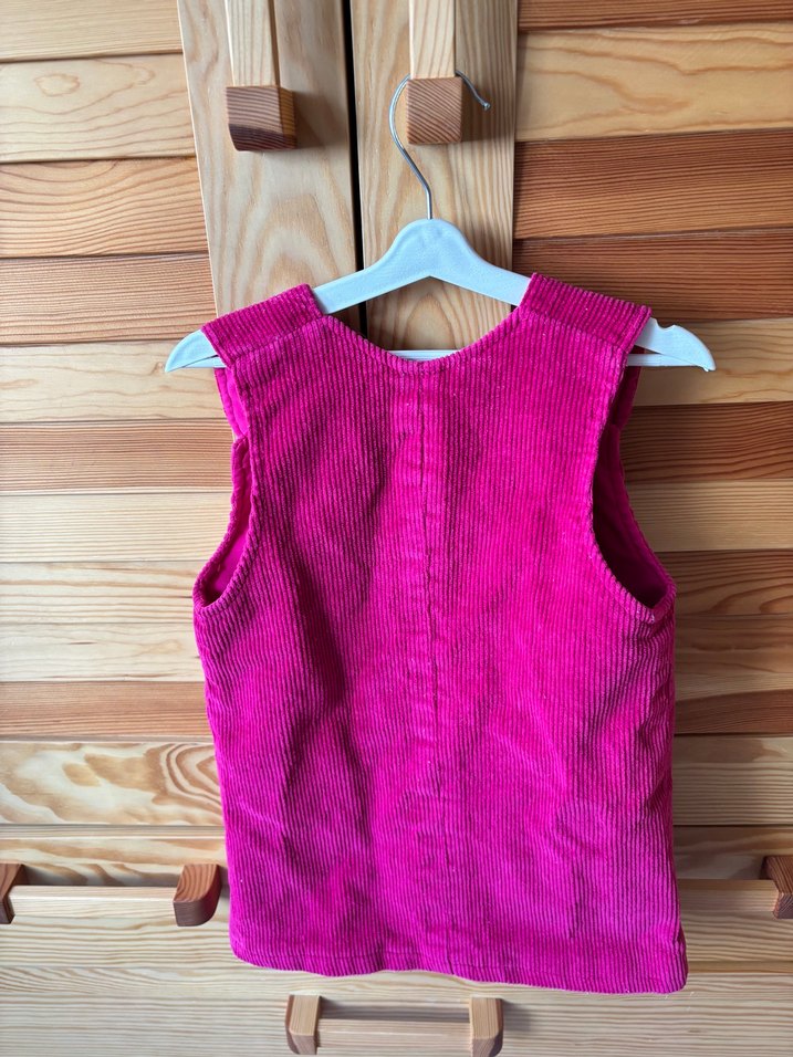 Düğmeli Pembe Kolsuz maşa elbisesi - Görsel 2