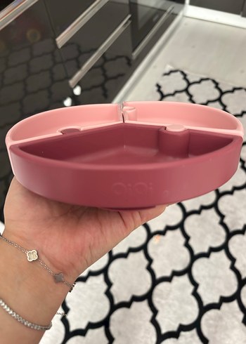 Oioi vakumlu Bölmeli Pembe Tabak Seti - Görsel 5