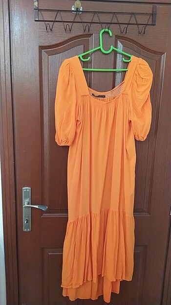 50 Beden turuncu Renk Turuncu uzun elbise 