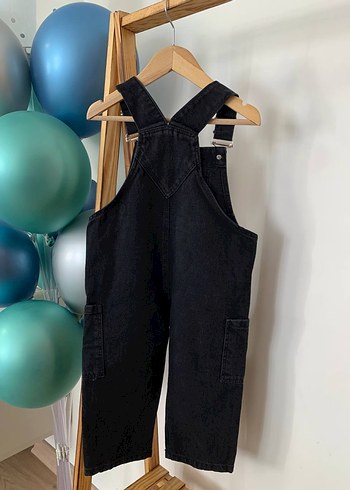 Erkek Çocuk Siyah Kot Askılı Bol Tulum - Görsel 2