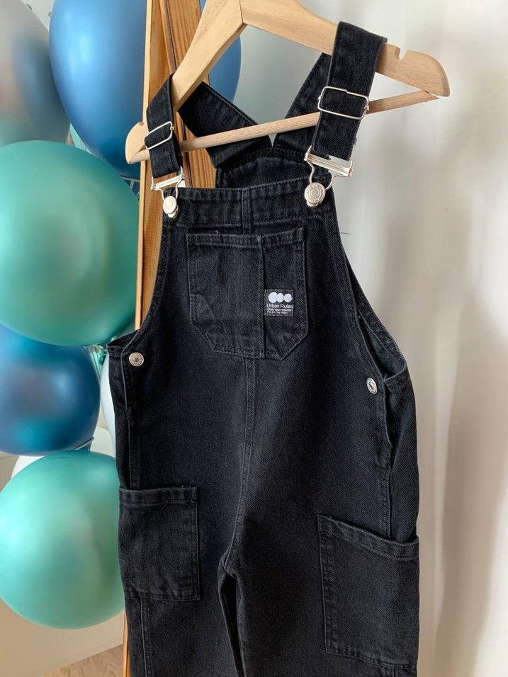 Erkek Çocuk Siyah Kot Askılı Bol Tulum - Görsel 4