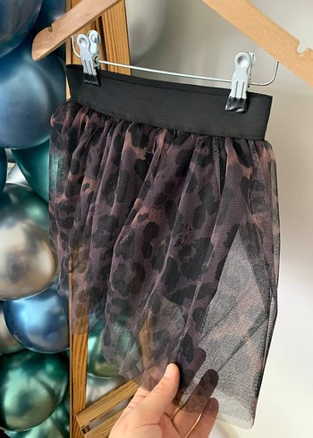 Leopar Desenli Siyah Kız Çocuk Etek - Görsel 6