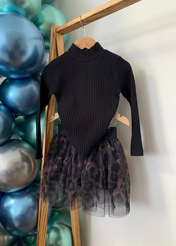 Leopar Desenli Siyah Kız Çocuk Etek - Görsel 2