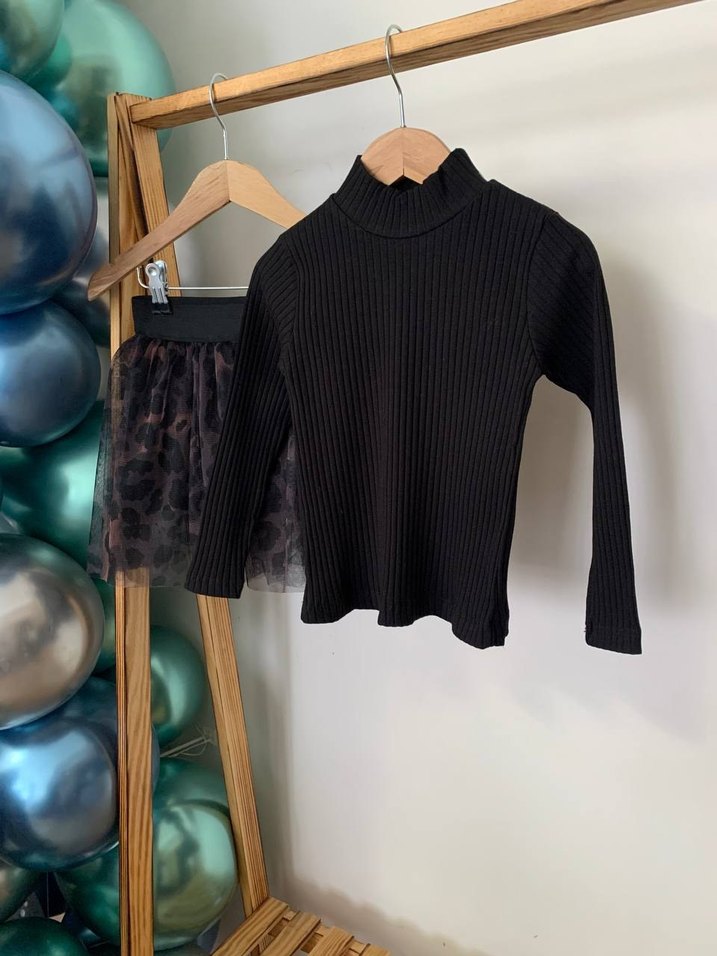 Leopar Desenli Siyah Kız Çocuk Etek - Görsel 4