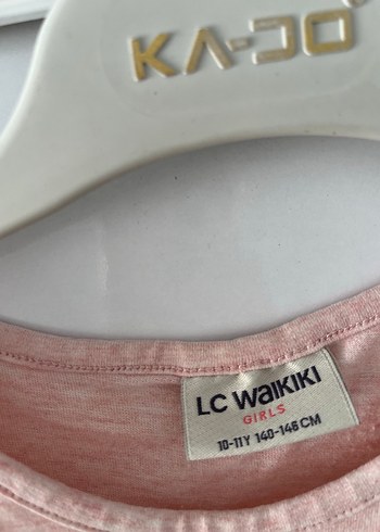 LC Waikiki Kız Çocuk Pembe Pamuklu Fırfırlı tişört