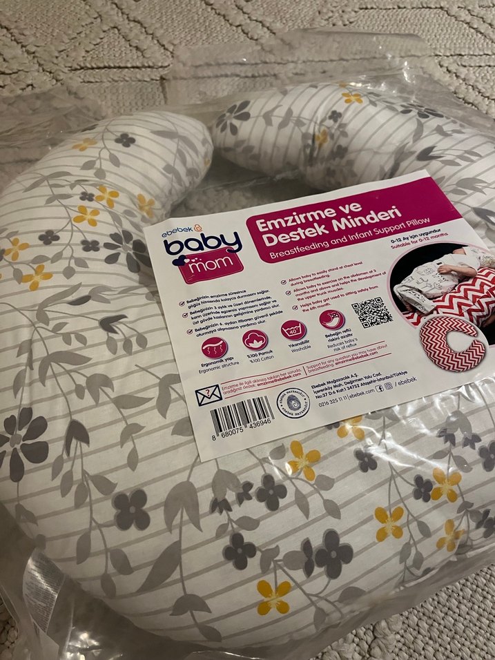 Baskılı Gri Emzirme ve Destek Minderi ve Yedek Kılıf - Görsel 3