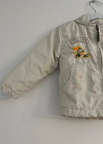 Gri Nakışlı Kapüşonlu Erkek Çocuk Ceketi - Görsel 2
