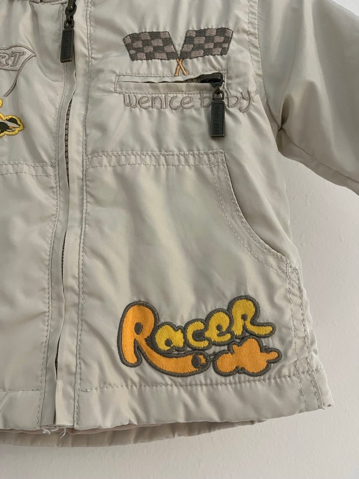 Gri Nakışlı Kapüşonlu Erkek Çocuk Ceketi - Görsel 4