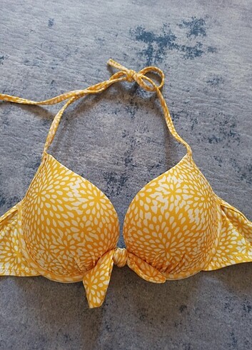 Koton sarı desenli bikini üstü push-up