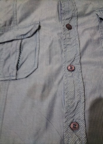 Erkek Mavi Denim Kısa Kollu Gömlek - Görsel 3