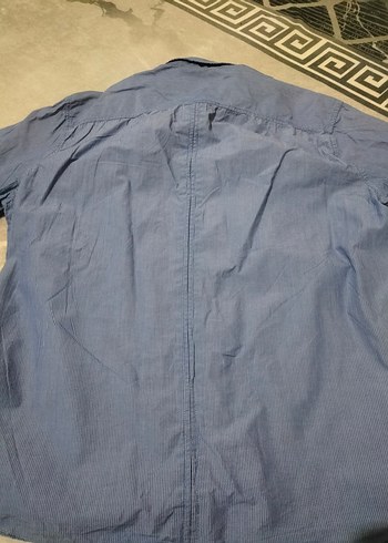 Erkek Mavi Denim Kısa Kollu Gömlek - Görsel 5