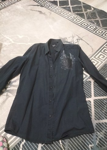 Siyah Erkek Denim Gömlek - Görsel 4