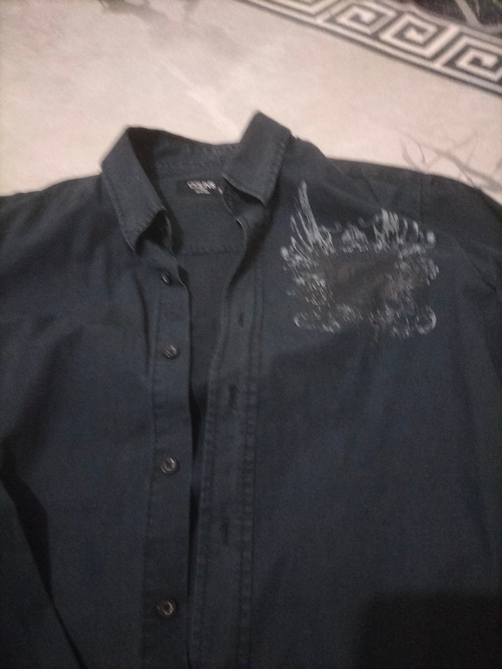 Siyah Erkek Denim Gömlek - Görsel 2