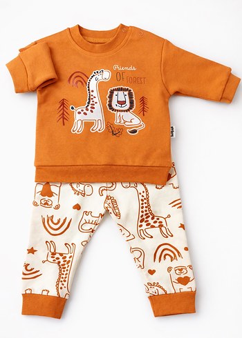 Kahverengi Uzun Kollu Bebek Takımı - Görsel 2