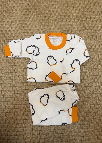 Beyaz Penguen Desenli Uzun Kollu Bebek Takımı - Görsel 2