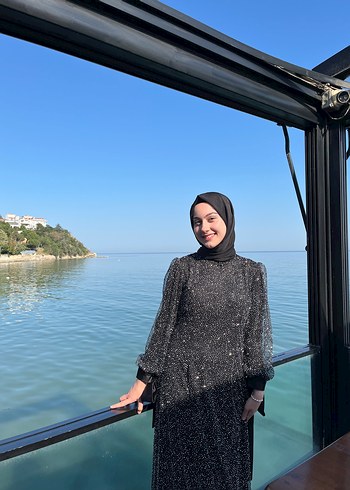 Abiye Uzun Kollu Siyah Bohem Balo Elbisesi