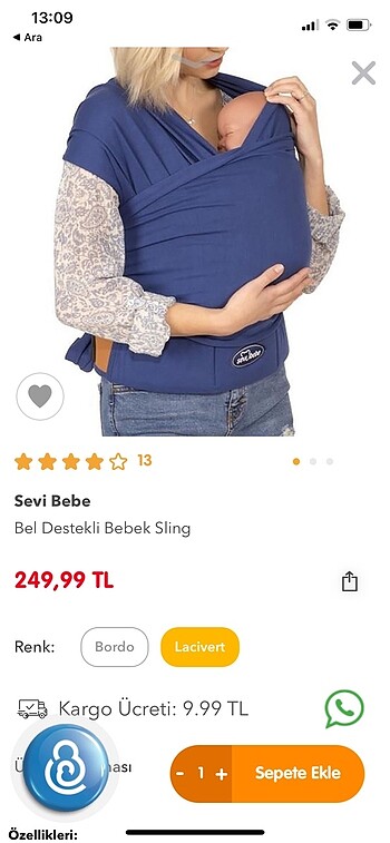 Sevi bebe bel destekli sling- yenidoğan kanguru