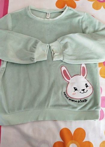 Kız Çocuk Yeşil Baskılı Sweatshirt