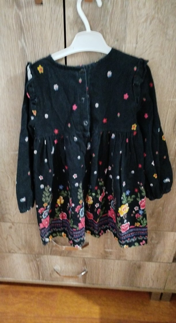 Çiçek Desenli Uzun Kollu Kız Elbisesi - Görsel 3