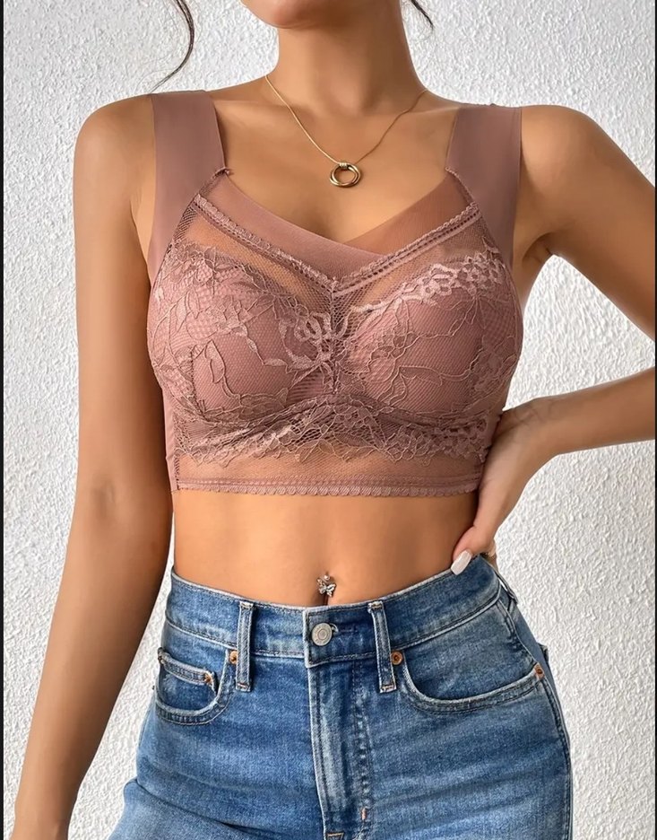 Bej Dantel Detaylı Midi Sütyen - Görsel 2