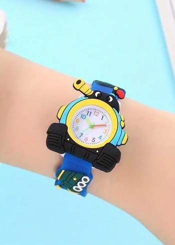 Renkli Tank Figürlü Çocuk Kol Saati  Silikon Kordon - Görsel 2