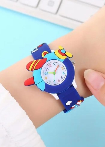 "Uçak Figürlü Renkli Çocuk Kol Saati  Eğlenceli Tasarım - Görsel 4