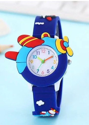 "Uçak Figürlü Renkli Çocuk Kol Saati  Eğlenceli Tasarım - Görsel 2