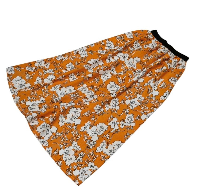 Turuncu Çiçekli Uzun Piliseli Bohem Etek çocuk etek - Görsel 2