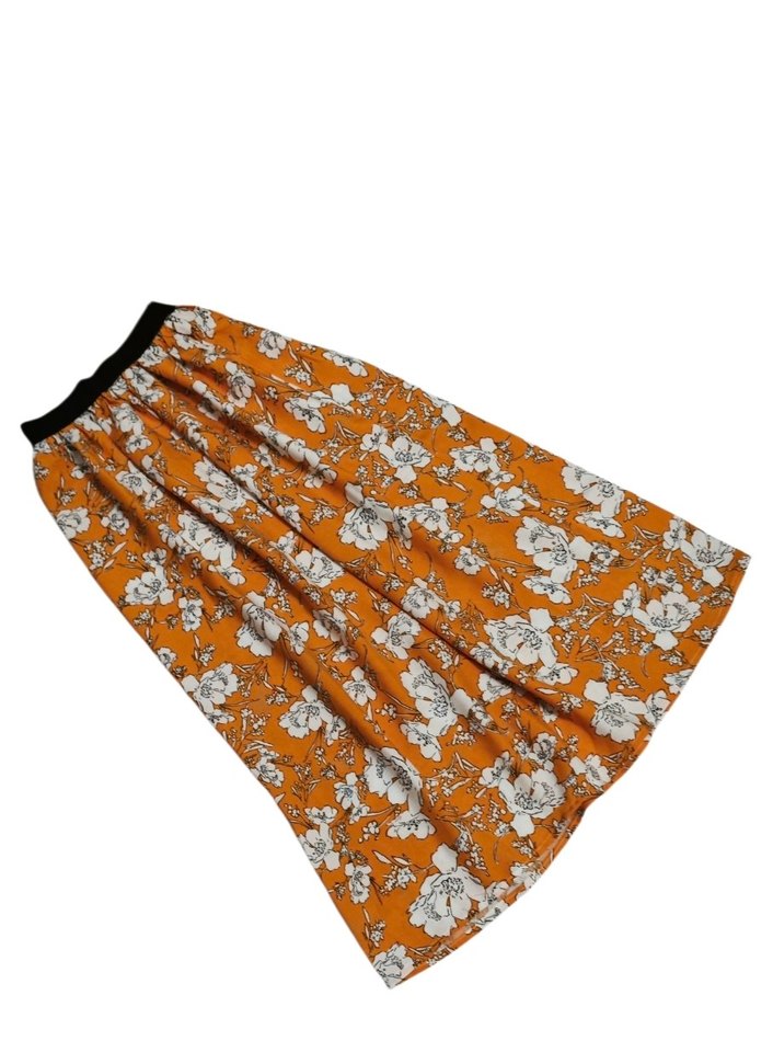 Turuncu Çiçekli Uzun Piliseli Bohem Etek çocuk etek - Görsel 3