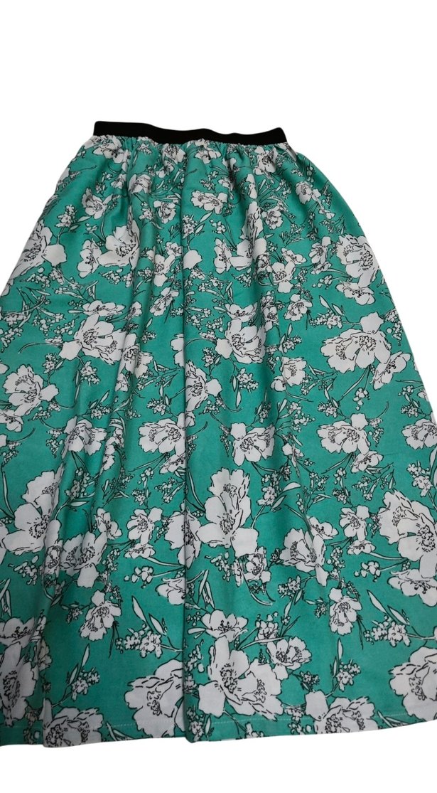 Yeşil Çiçekli Uzun Piliseli Etek çocuk etek - Görsel 4