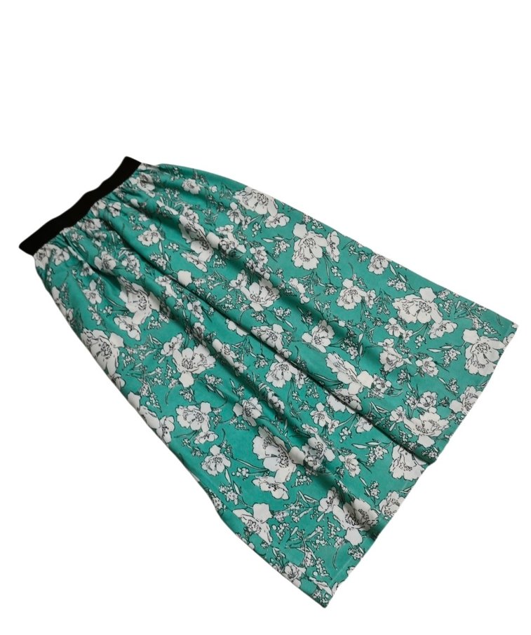 Yeşil Çiçekli Uzun Piliseli Etek çocuk etek - Görsel 3