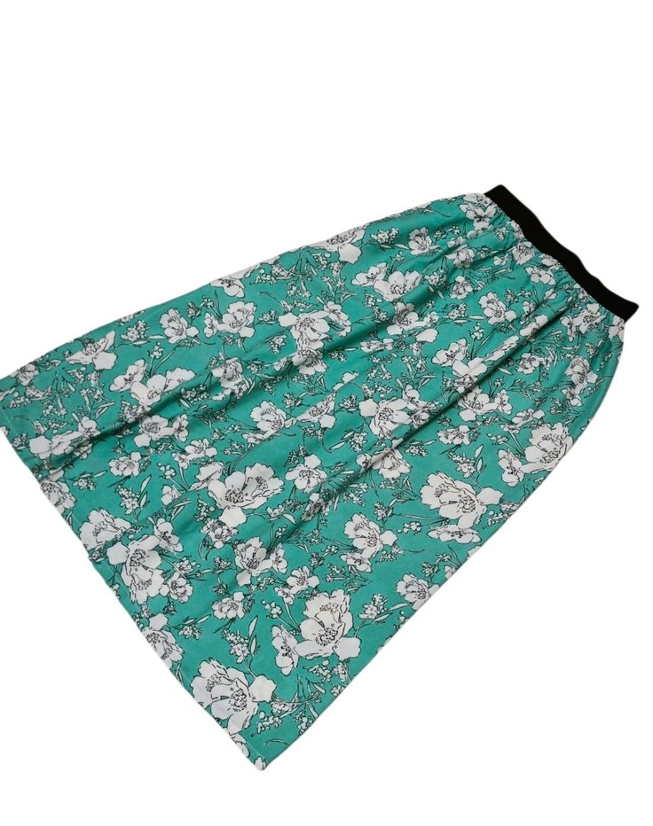 Yeşil Çiçekli Uzun Piliseli Etek çocuk etek - Görsel 2