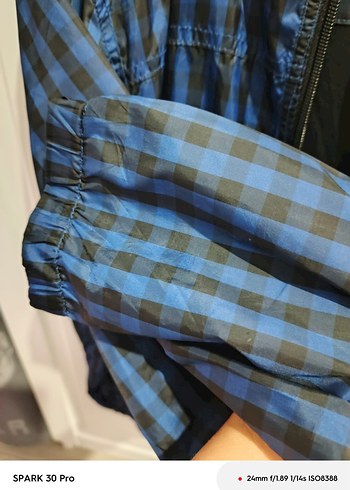 Erkek Çocuk Mavi Kareli Fermuarlı Yağmurluk - Görsel 3