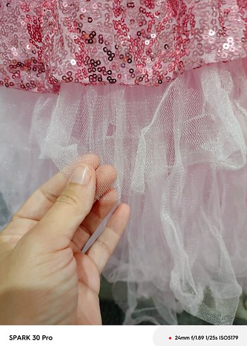 Pembe Kız Çocuk Fırfırlı Abiye Elbise - Görsel 3